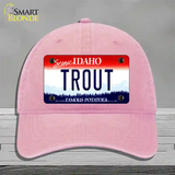 Trout Idaho Novelty License Plate Hat Unconstructed Cotton / Pink