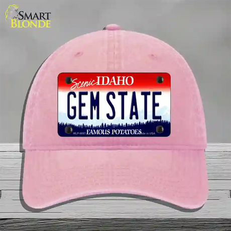 Gem State Idaho Novelty License Plate Hat Unconstructed Cotton / Pink