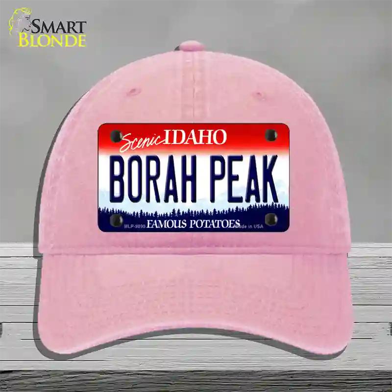 Borah Peak Idaho Novelty License Plate Hat Unconstructed Cotton / Pink