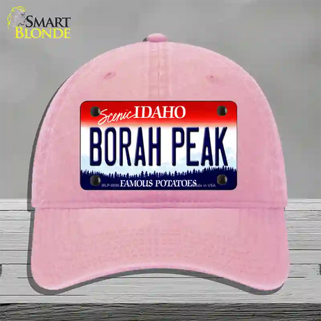 Borah Peak Idaho Novelty License Plate Hat Unconstructed Cotton / Pink