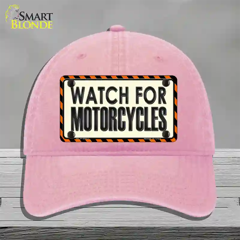 Watch For Motorcycle Novelty License Plate Hat Unconstructed Cotton / Pink