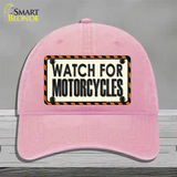 Watch For Motorcycle Novelty License Plate Hat Unconstructed Cotton / Pink