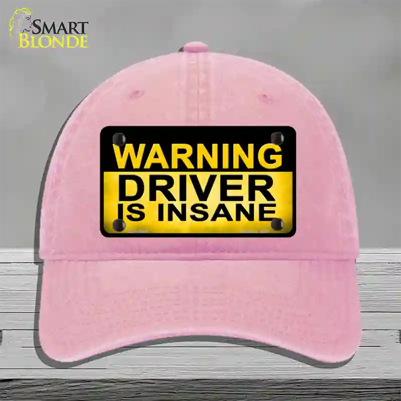 Warning Driver Insane Novelty License Plate Hat Unconstructed Cotton / Pink