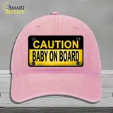 Caution Baby On Board Novelty License Plate Hat Unconstructed Cotton / Pink