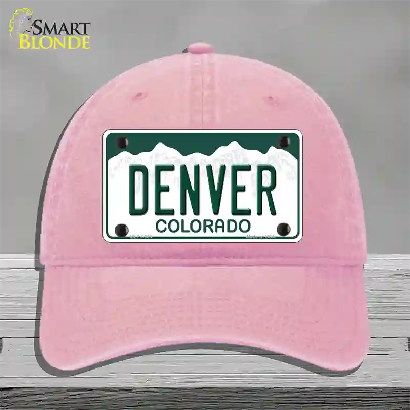 Denver Colorado Novelty License Plate Hat Unconstructed Cotton / Pink