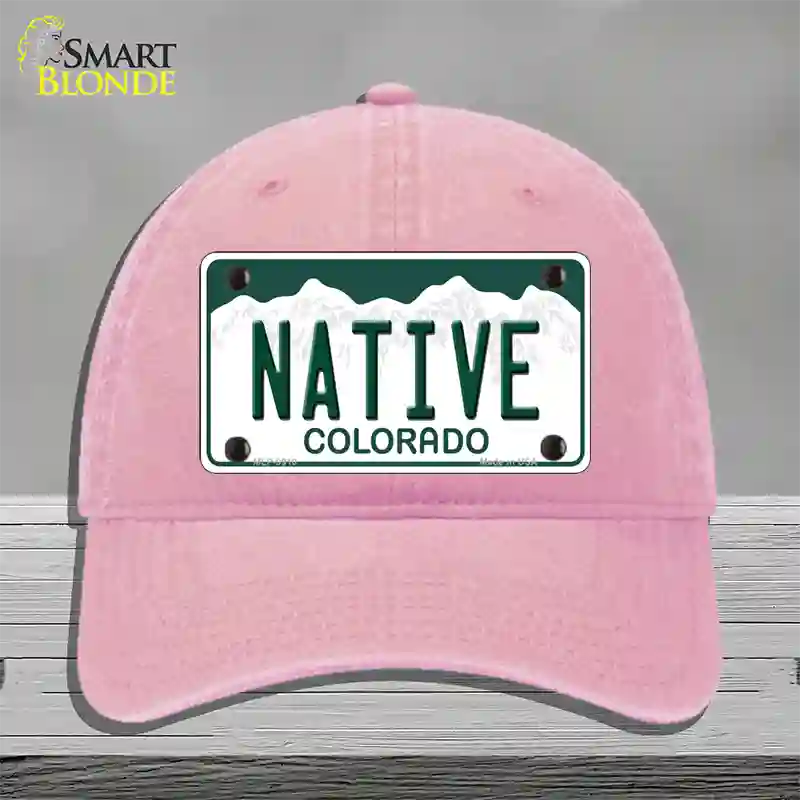 Native Colorado Novelty License Plate Hat Unconstructed Cotton / Pink