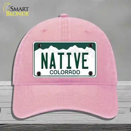 Native Colorado Novelty License Plate Hat Unconstructed Cotton / Pink