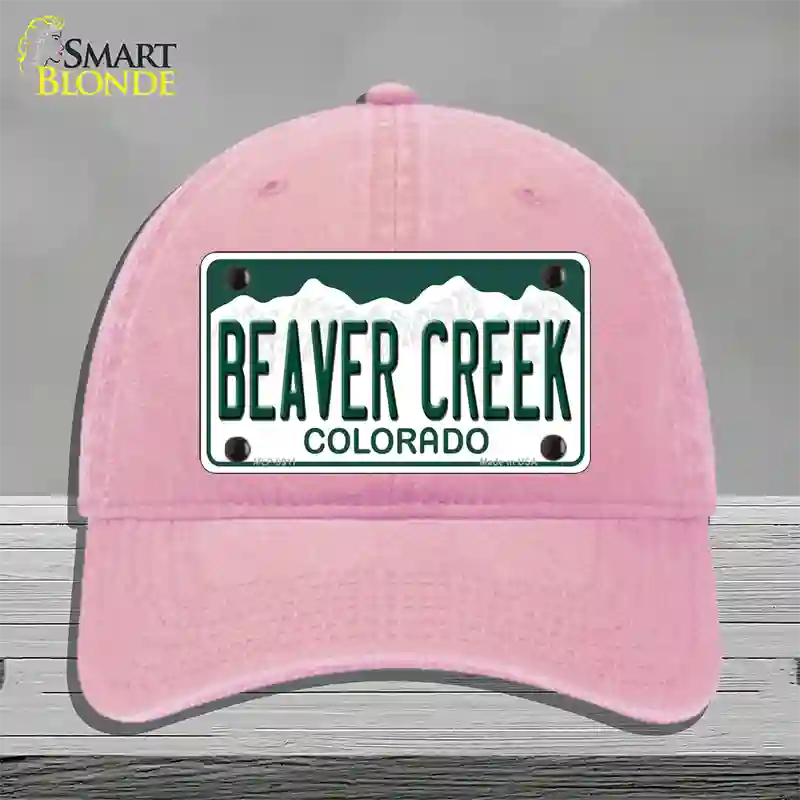 Beaver Creek Colorado Novelty License Plate Hat Unconstructed Cotton / Pink