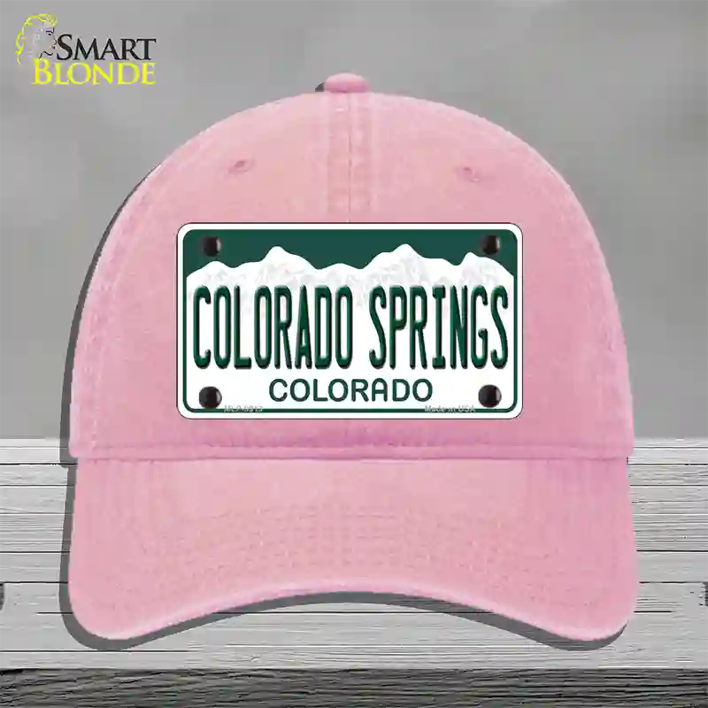 Colorado Springs Colorado Novelty License Plate Hat Unconstructed Cotton / Pink