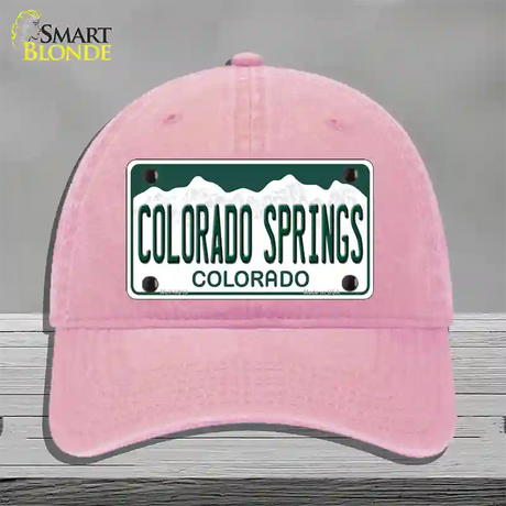 Colorado Springs Colorado Novelty License Plate Hat Unconstructed Cotton / Pink