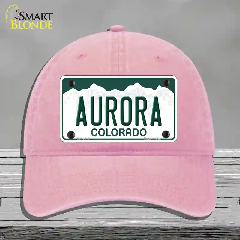 Aurora Colorado Novelty License Plate Hat Unconstructed Cotton / Pink