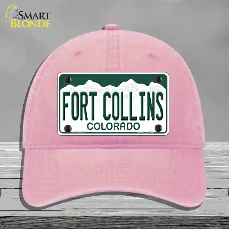 Fort Collins Colorado Novelty License Plate Hat Unconstructed Cotton / Pink