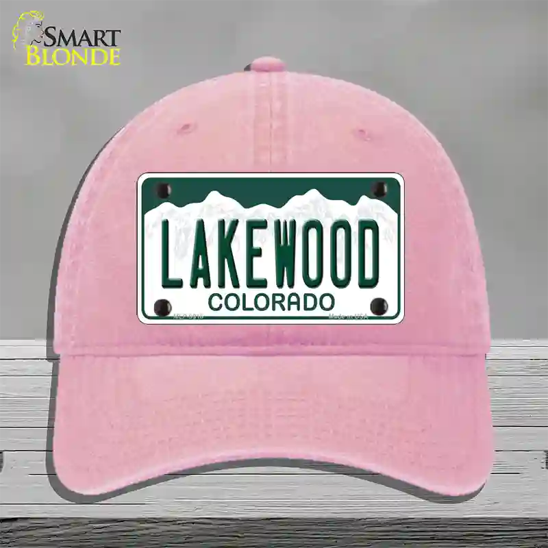 Lakewood Colorado Novelty License Plate Hat Unconstructed Cotton / Pink