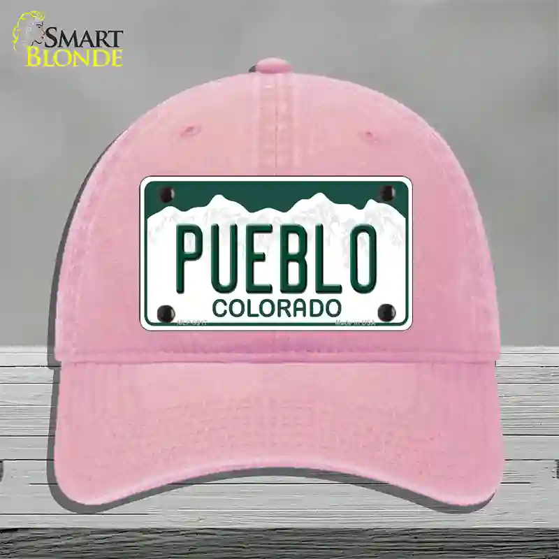 Pueblo Colorado Novelty License Plate Hat Unconstructed Cotton / Pink