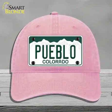 Pueblo Colorado Novelty License Plate Hat Unconstructed Cotton / Pink