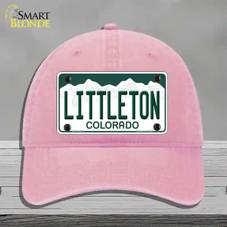 Littleton Colorado Novelty License Plate Hat Unconstructed Cotton / Pink