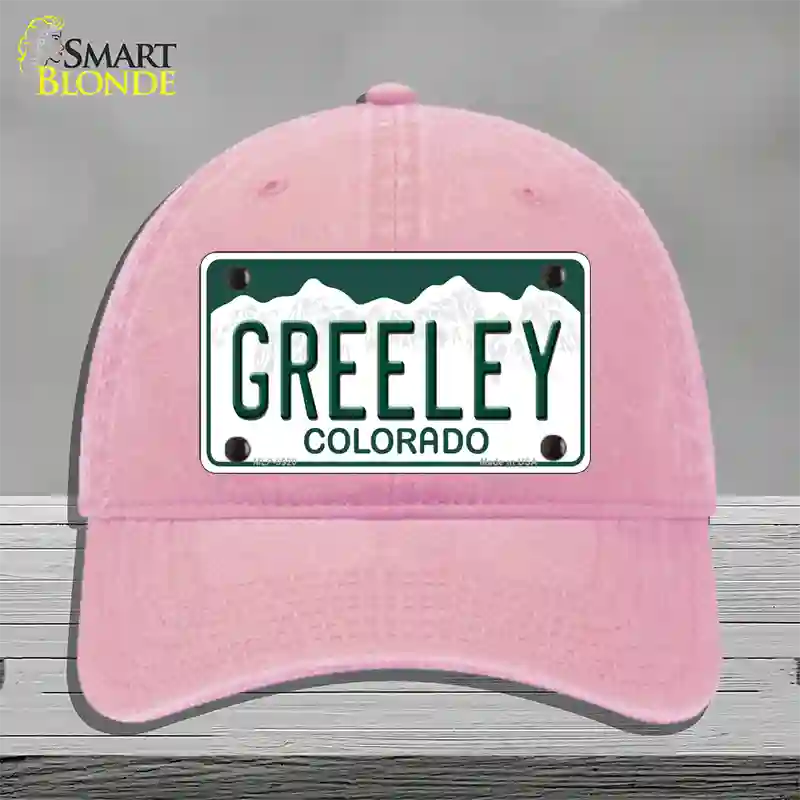 Greeley Colorado Novelty License Plate Hat Unconstructed Cotton / Pink