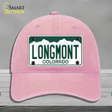 Longmont Colorado Novelty License Plate Hat Unconstructed Cotton / Pink