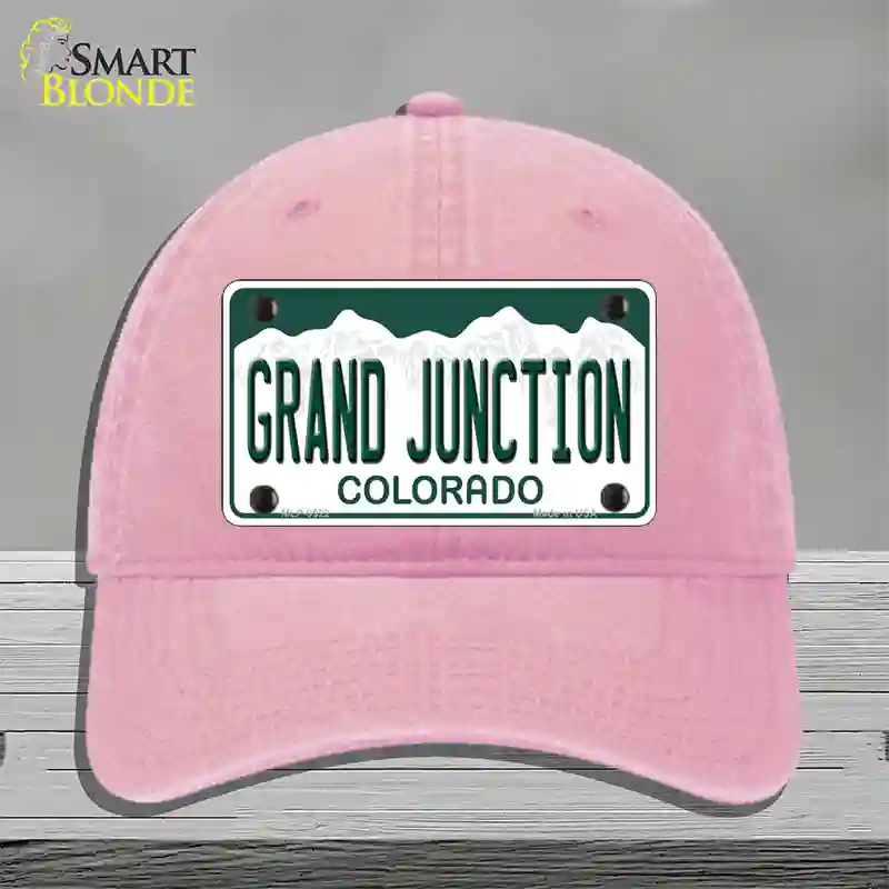 Grand Junction Colorado Novelty License Plate Hat Unconstructed Cotton / Pink