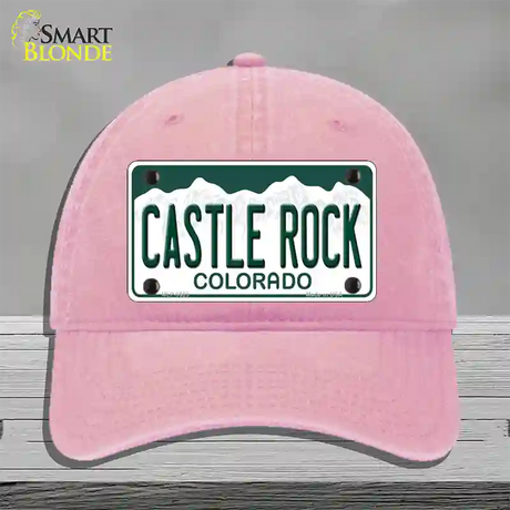 Castle Rock Colorado Novelty License Plate Hat Unconstructed Cotton / Pink