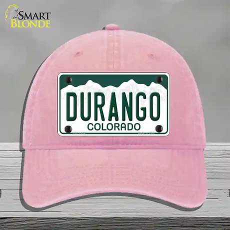 Durango Colorado Novelty License Plate Hat Unconstructed Cotton / Pink