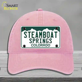 Steamboat Springs Colorado Novelty License Plate Hat Unconstructed Cotton / Pink