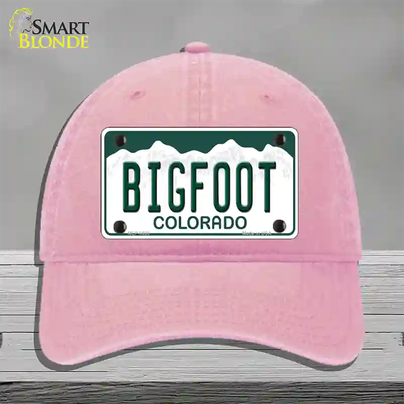 Bigfoot Colorado Novelty License Plate Hat Unconstructed Cotton / Pink