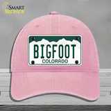 Bigfoot Colorado Novelty License Plate Hat Unconstructed Cotton / Pink