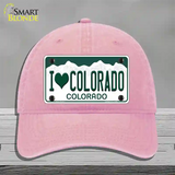 I Love Colorado Novelty License Plate Hat Unconstructed Cotton / Pink