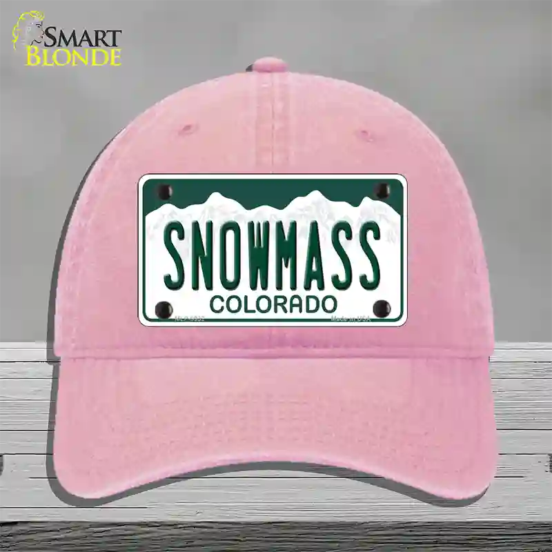 Snowmass Colorado Novelty License Plate Hat Unconstructed Cotton / Pink