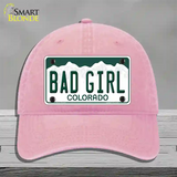 Bad Girl Colorado Novelty License Plate Hat Unconstructed Cotton / Pink