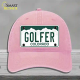 Golfer Colorado Novelty License Plate Hat Unconstructed Cotton / Pink