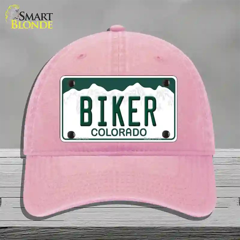 Biker Colorado Novelty License Plate Hat Unconstructed Cotton / Pink