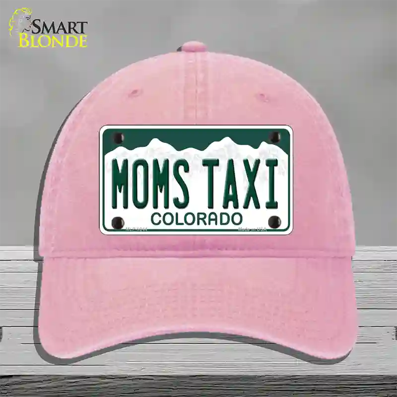 Moms Taxi Colorado Novelty License Plate Hat Unconstructed Cotton / Pink