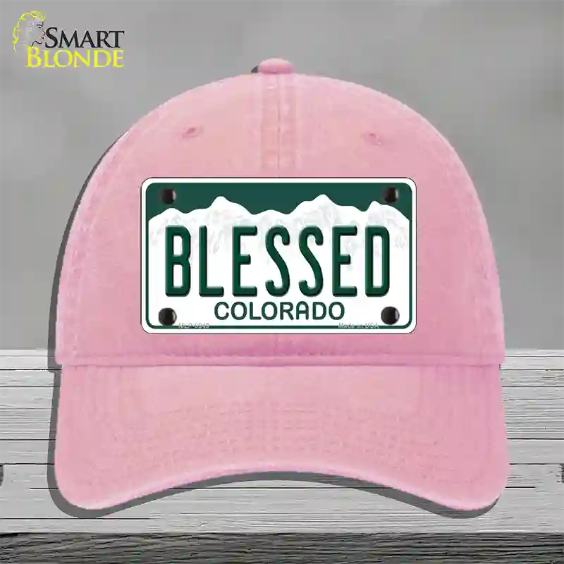 Blessed Colorado Novelty License Plate Hat Unconstructed Cotton / Pink