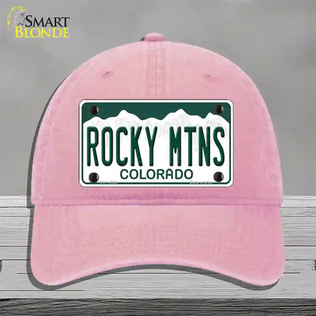 Rocky Mountains Colorado Novelty License Plate Hat Unconstructed Cotton / Pink