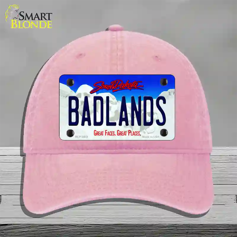 Badlands South Dakota Novelty License Plate Hat Unconstructed Cotton / Pink