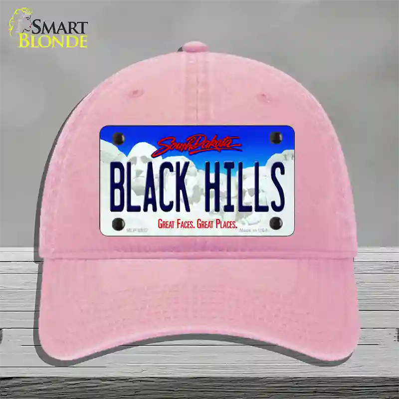 Black Hills South Dakota Novelty License Plate Hat Unconstructed Cotton / Pink