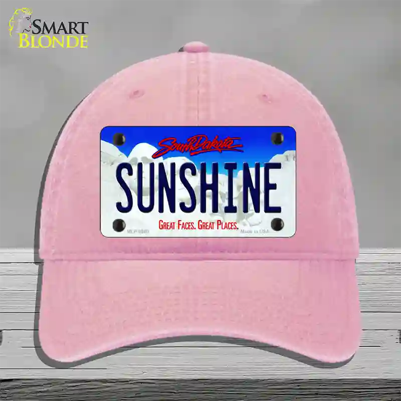 Sunshine South Dakota Novelty License Plate Hat Unconstructed Cotton / Pink