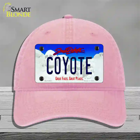 Coyote South Dakota Novelty License Plate Hat Unconstructed Cotton / Pink