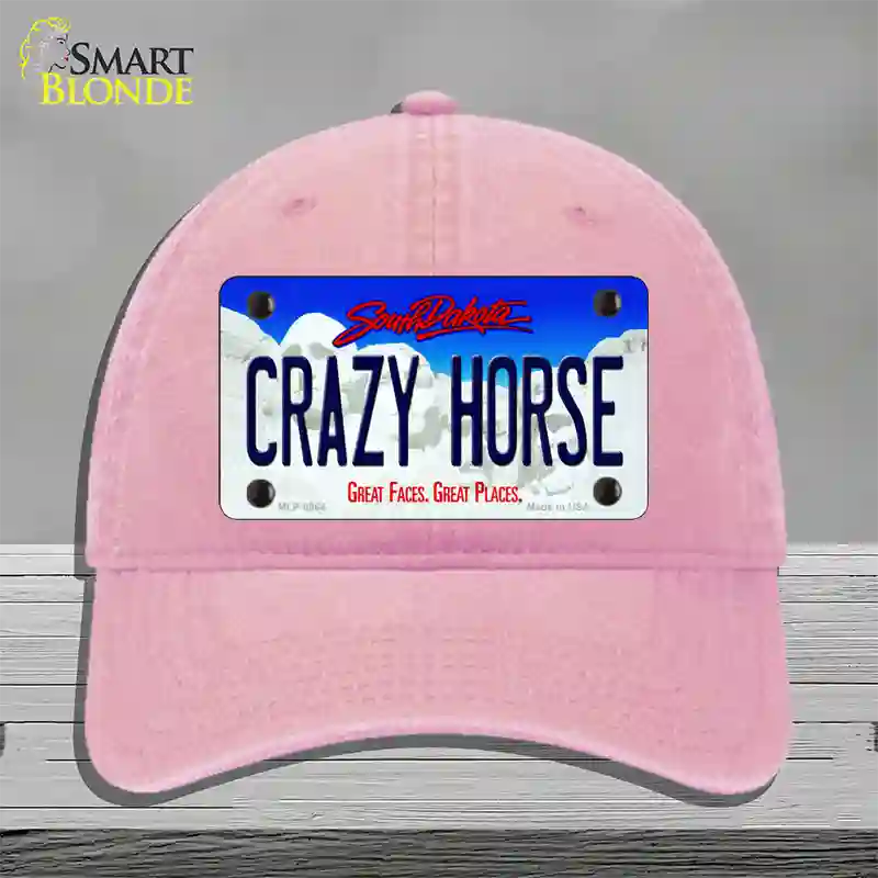 Crazy Horse South Dakota Novelty License Plate Hat Unconstructed Cotton / Pink