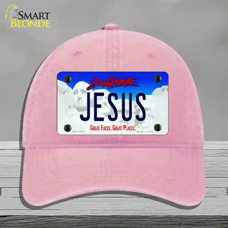 Jesus South Dakota Novelty License Plate Hat Unconstructed Cotton / Pink