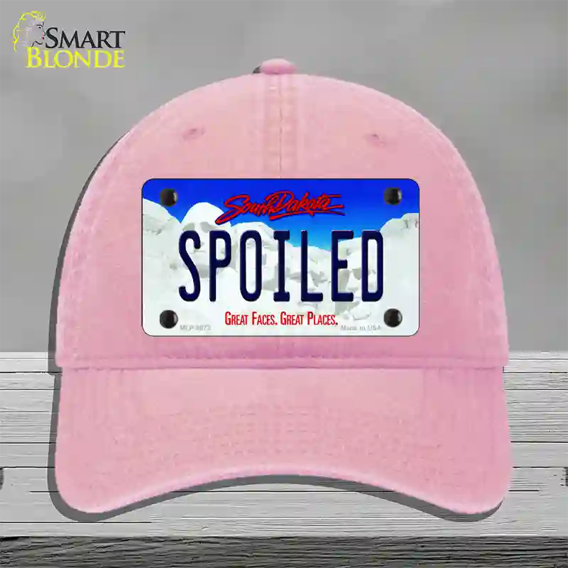 Spoiled South Dakota Novelty License Plate Hat Unconstructed Cotton / Pink