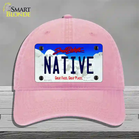 Native South Dakota Novelty License Plate Hat Unconstructed Cotton / Pink