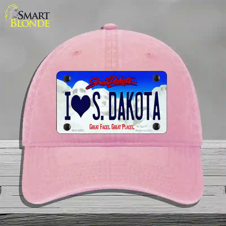 I Love South Dakota Novelty License Plate Hat Unconstructed Cotton / Pink