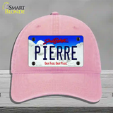 Pierre South Dakota Novelty License Plate Hat Unconstructed Cotton / Pink