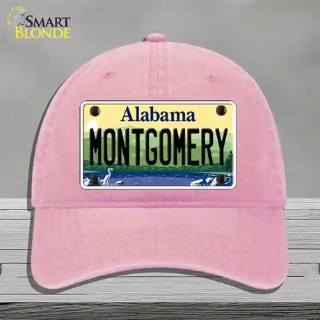 Montgomery Alabama Novelty License Plate Hat Unconstructed Cotton / Pink