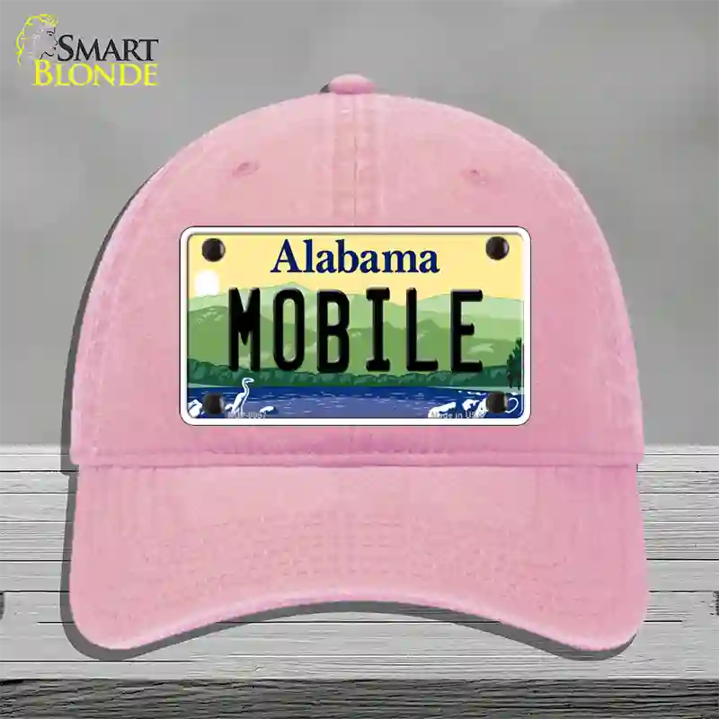 Mobile Alabama Novelty License Plate Hat Unconstructed Cotton / Pink