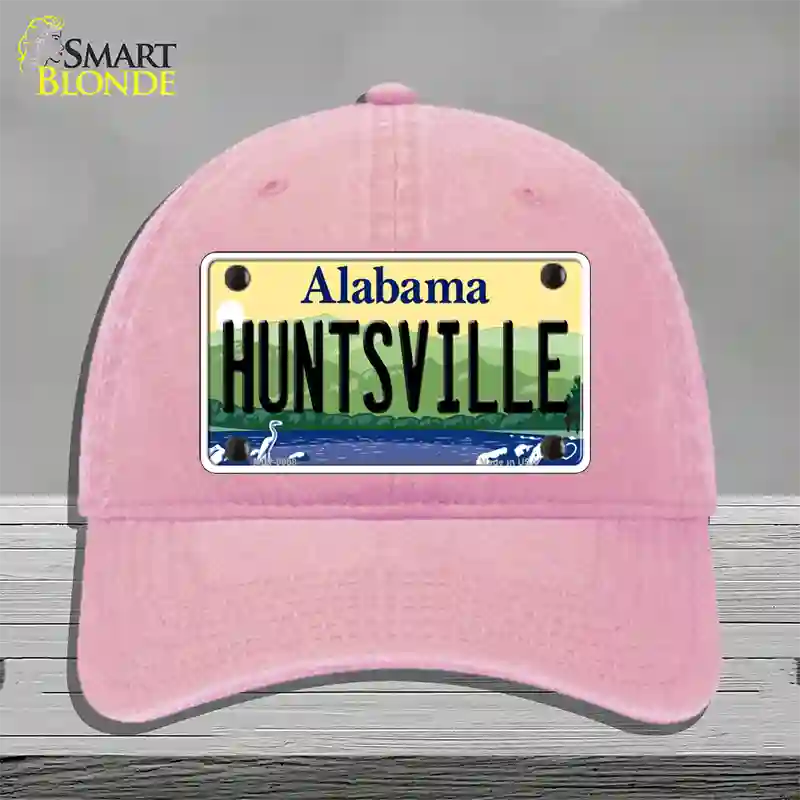 Huntsville Alabama Novelty License Plate Hat Unconstructed Cotton / Pink