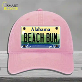 Beach Bum Alabama Novelty License Plate Hat Unconstructed Cotton / Pink